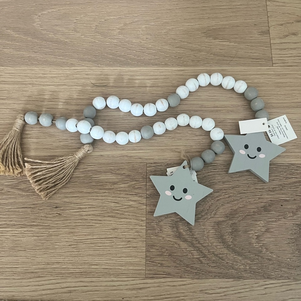Gray Star Beaded Kids Room Decor or Table Decor